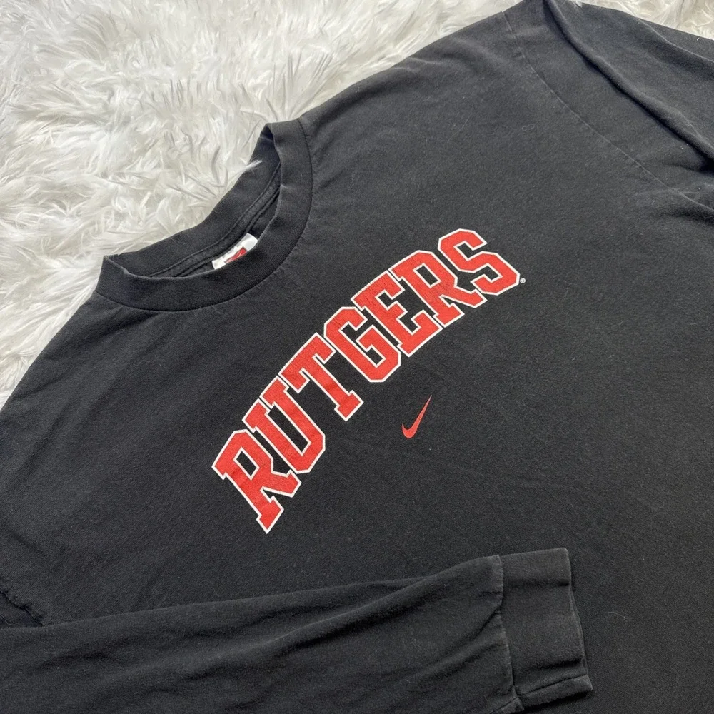 Rare! Vintage 90's Rutgers Scarlet Knights Shirt Nike Team‎ Center Swoosh Men XL